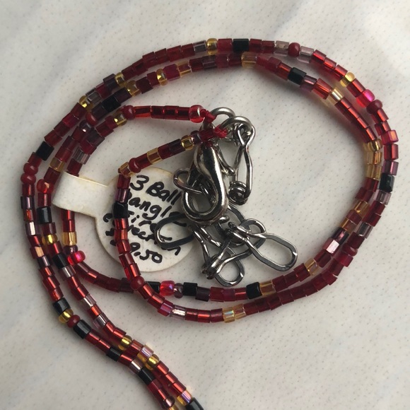 3 Ball Dangle Fire Hand Beaded Necklace - Picture 4 of 6